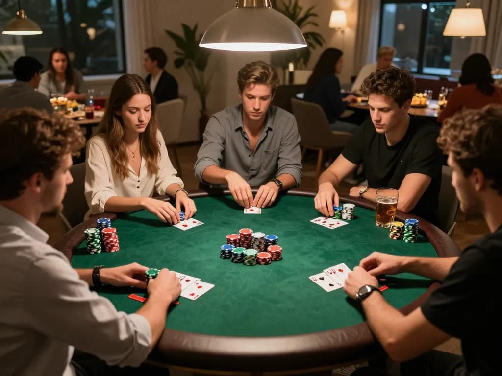 Friends enjoying a poker game at home, highlighting the popular rikvip gaming experience.