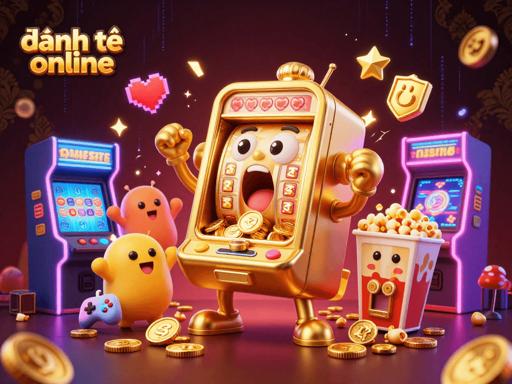 Experience the excitement of đánh đề online with golden slots and vibrant arcade machines!