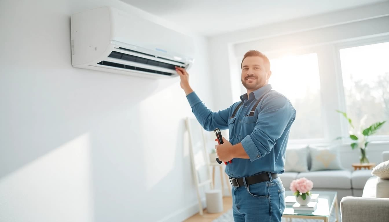 Expert technician performing HVAC Repair Tampa service on an air conditioning unit.
