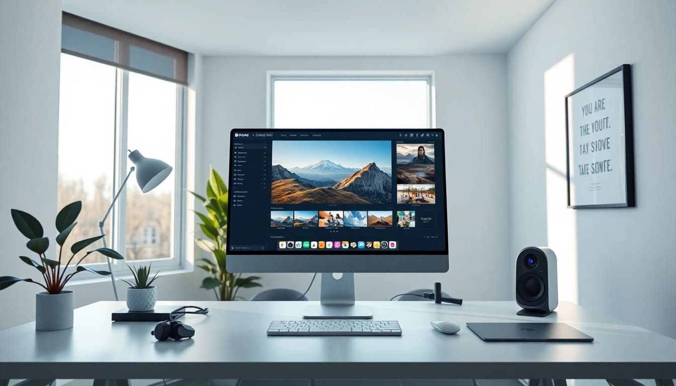 Nano Banana Pro interface displayed on a sleek computer in a modern workspace with innovative tech elements.