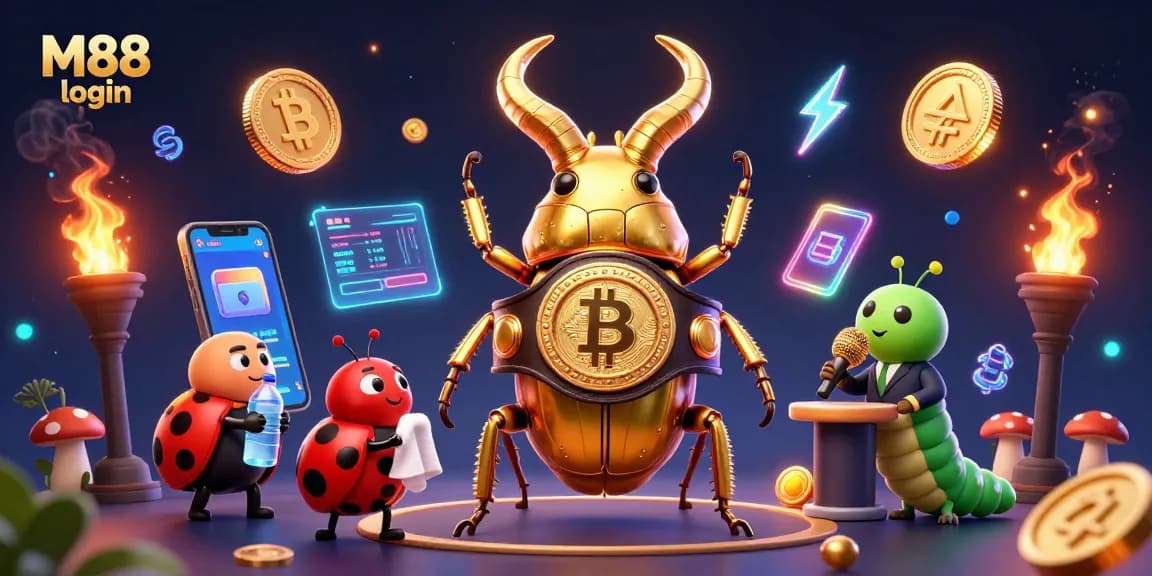 Place winning bets with M88 login at this vibrant digital casino illustration.