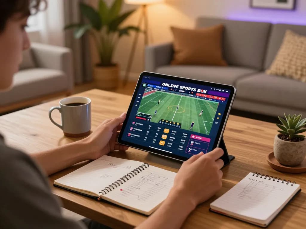Engaging in live sports betting on 678VIP platform at home, showcasing tablet interface