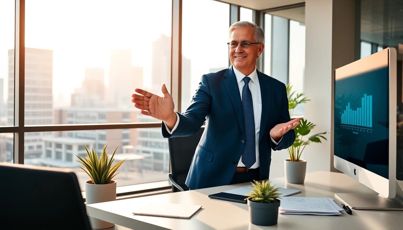 Financial advisor professionally engaging with clients, showcasing strategy and expertise at www.cambioml.com.