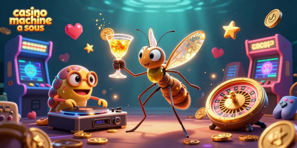 Jouer aux machines à sous avec une mascotte moustique et un DJ trilobite.