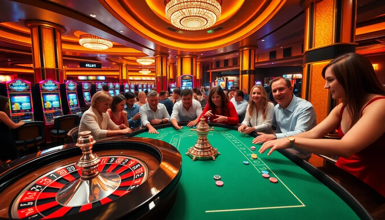Experience thrilling moments while exploring dafar aresgacor at vibrant casino tables, filled with eager gamblers.