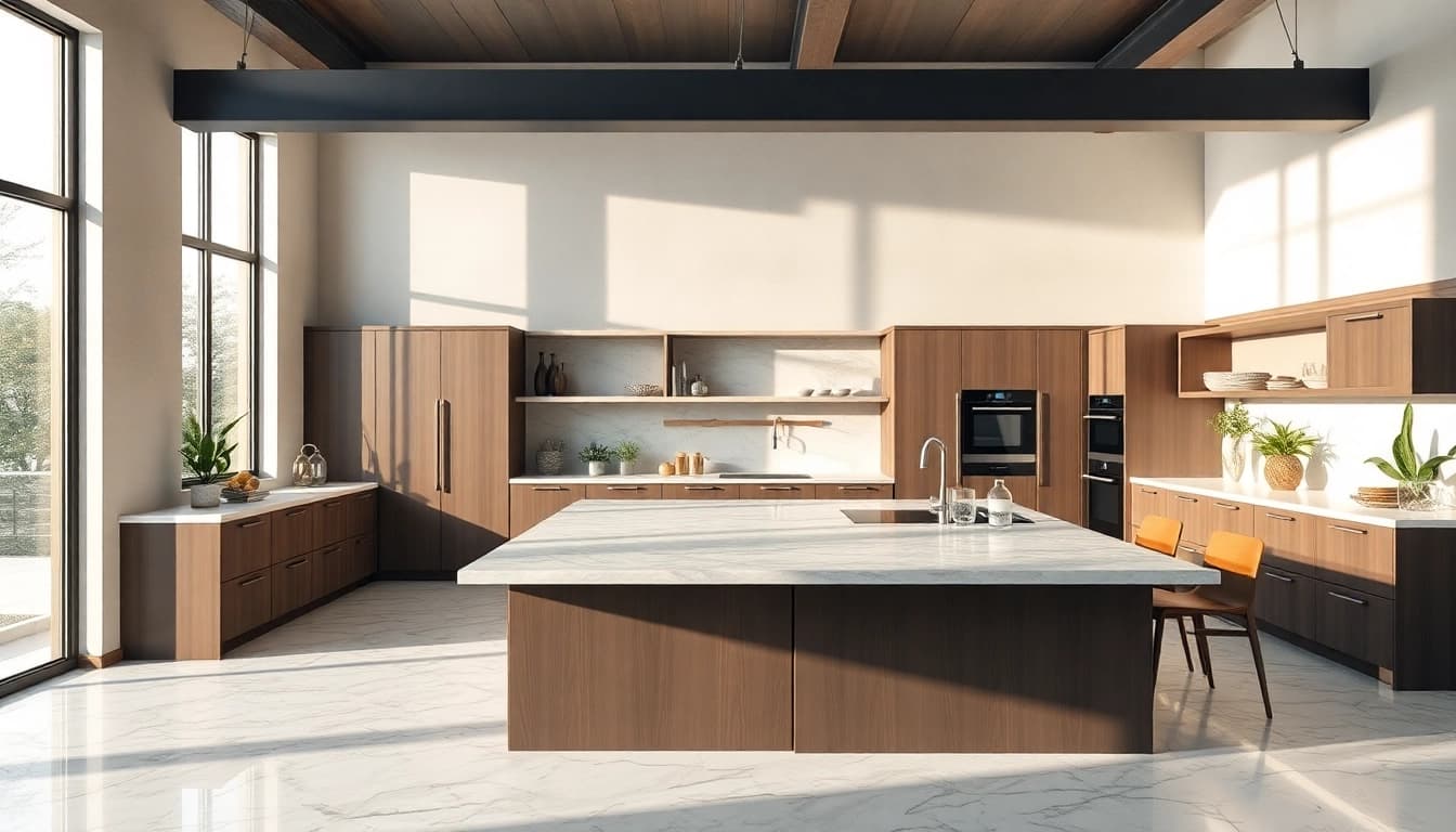 Sile Stone Quartz countertops enhancing a modern kitchen's beauty and elegance.