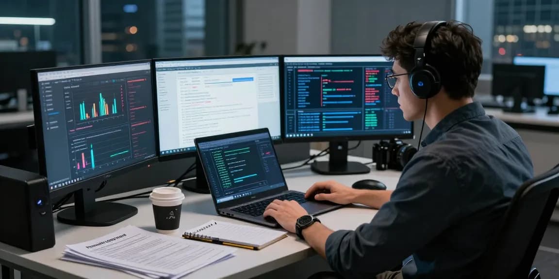 Expert cybersecurity analyst examining verified darknet market links 2026, showcasing analysis tools and market data.