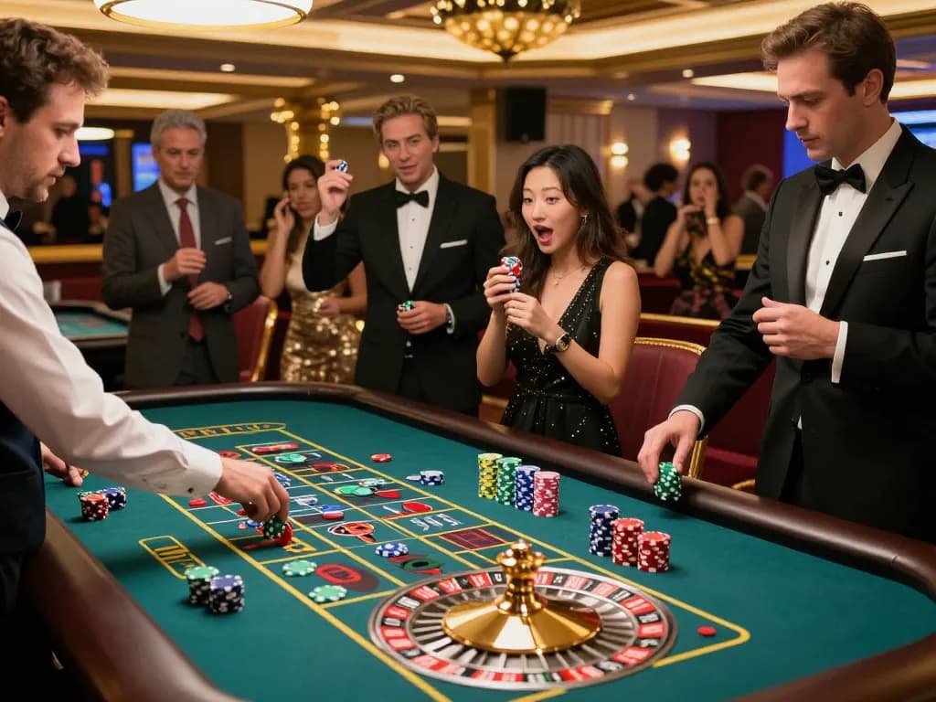 Engaging roulette gameplay scene highlighting best widget store's vibrant atmosphere filled with colorful chips in a luxurious casino setting.