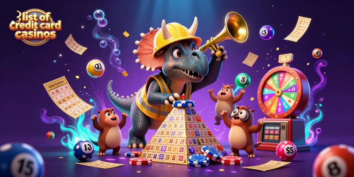Engage with the exciting list of credit card casinos through a vibrant 3D illustration of animated characters.