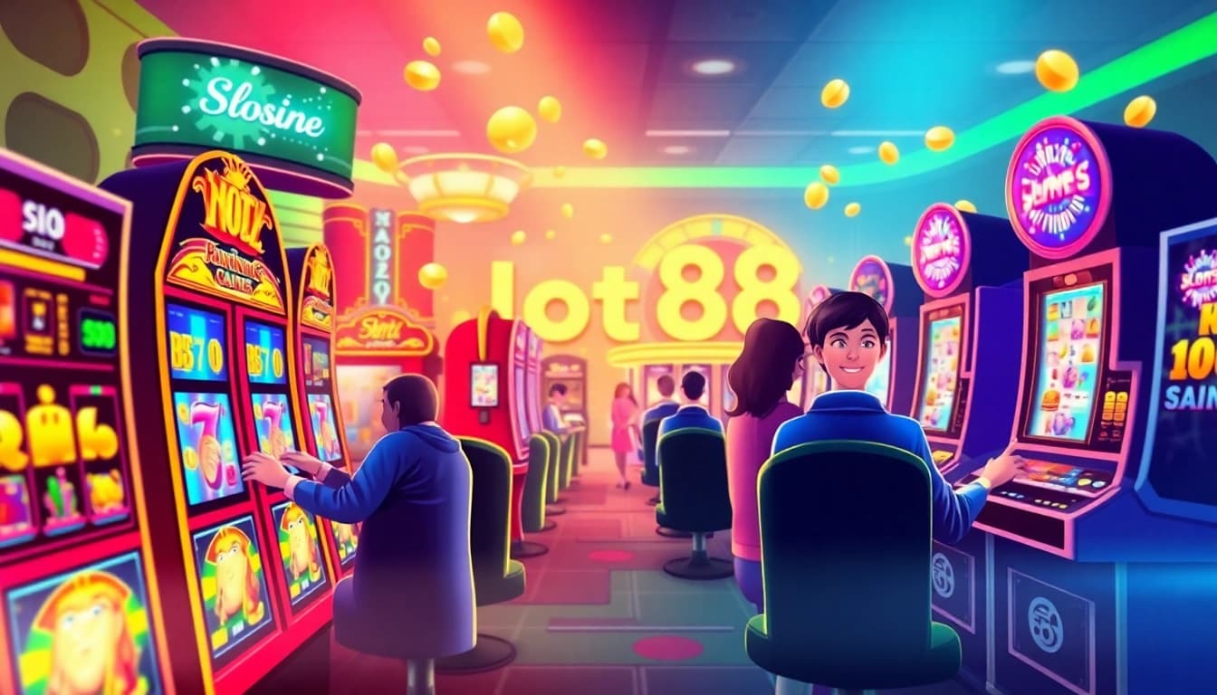 Slot88 oyunlarında kazanmayı kutlayan oyuncuların bulunduğu canlı ortam