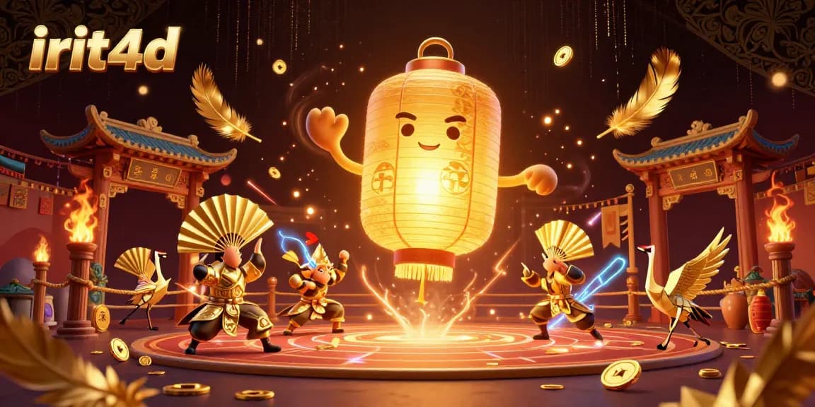 Experience irit4d's vibrant casino world with a glowing lantern spirit and golden warriors.
