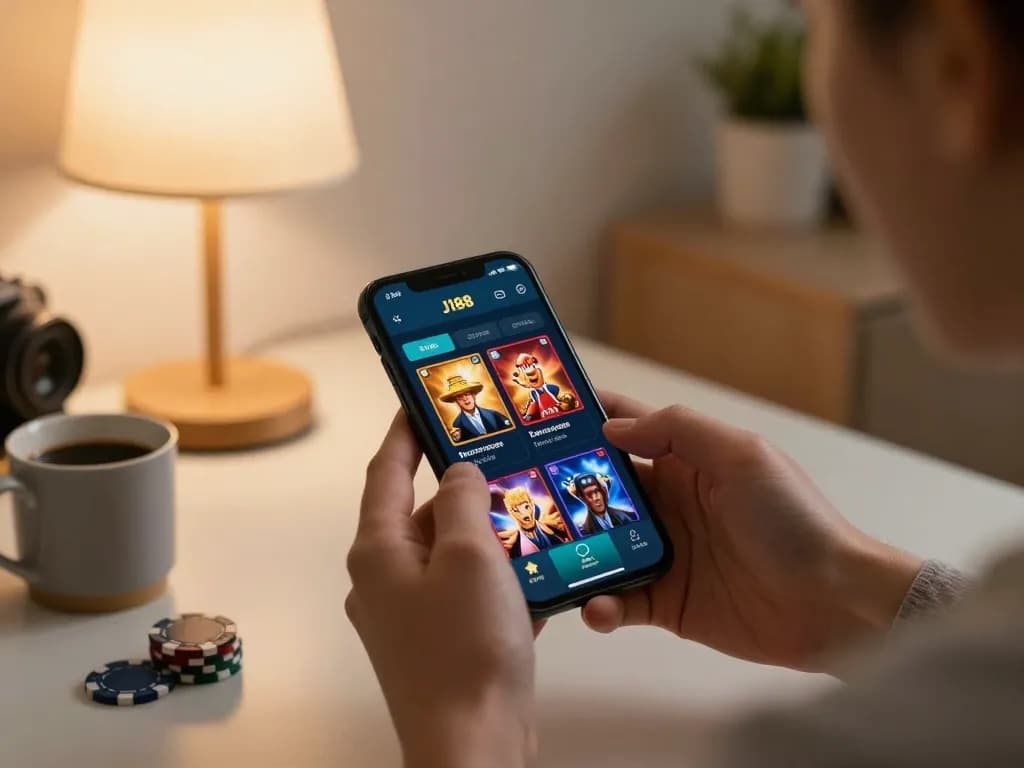 Person enjoying the J188 mobile app for strategic betting at home, showcasing optimal gaming experience.