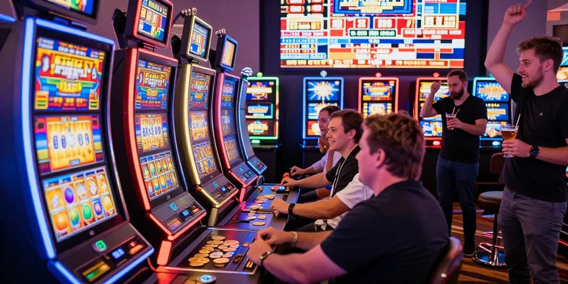 Players enjoying thrilling slot machines in a vibrant casino setting.