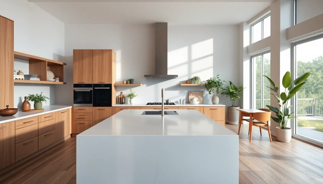 Upgrade your Home renovation with a modern kitchen showcasing sleek designs and inviting atmosphere.