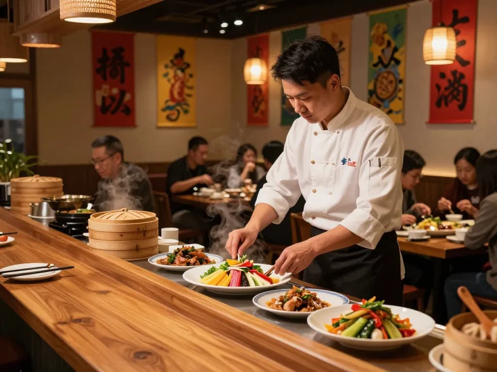 Chamber Red Chinese Bistro's chefs crafting delicious dishes with 88Pulsa inspiration.