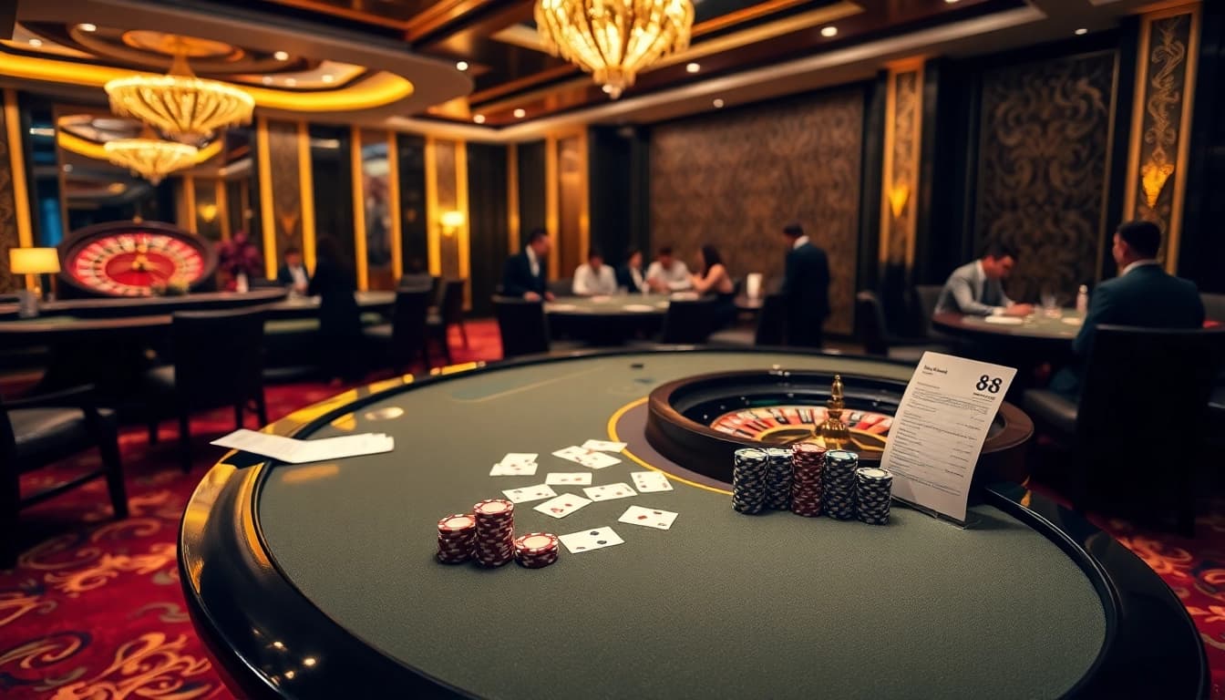 Experience the excitement of xin88 with luxury poker gameplay and vibrant casino elements.