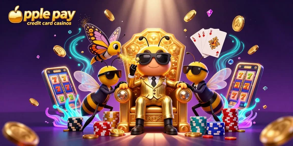 Engage with top apple pay credit card casinos, featuring vibrant gaming elements in a dynamic 3D scene.