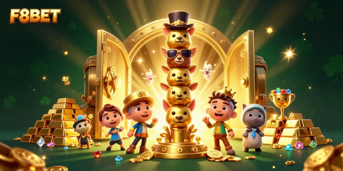 Experience the excitement of gaming with F8BET’s golden totem and jewel-filled atmosphere.