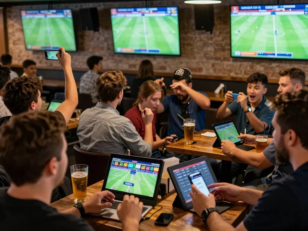Cakhiatv fans actively engaged in live sports betting during an exciting football match.