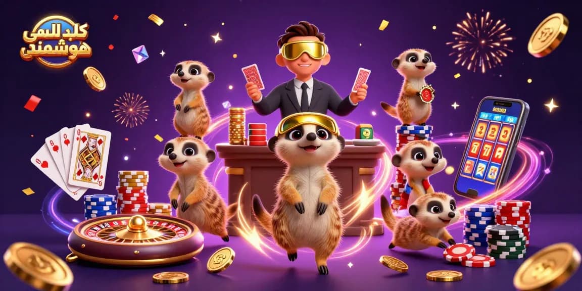 Engaging and dynamic scene of کلید لمسی هوشمند operation with meerkats at a casino, showcasing vibrant casino elements and excitement.