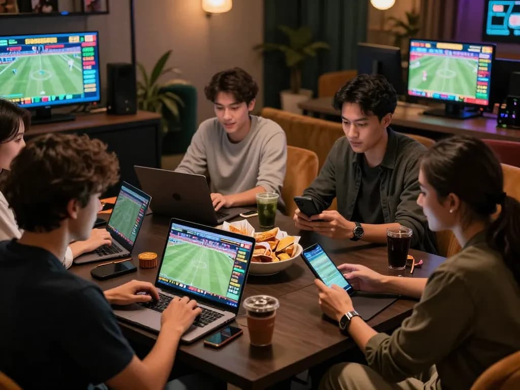 Exciting online sports betting at https://bong99vn.win/ with friends cheering and engaging in live action.