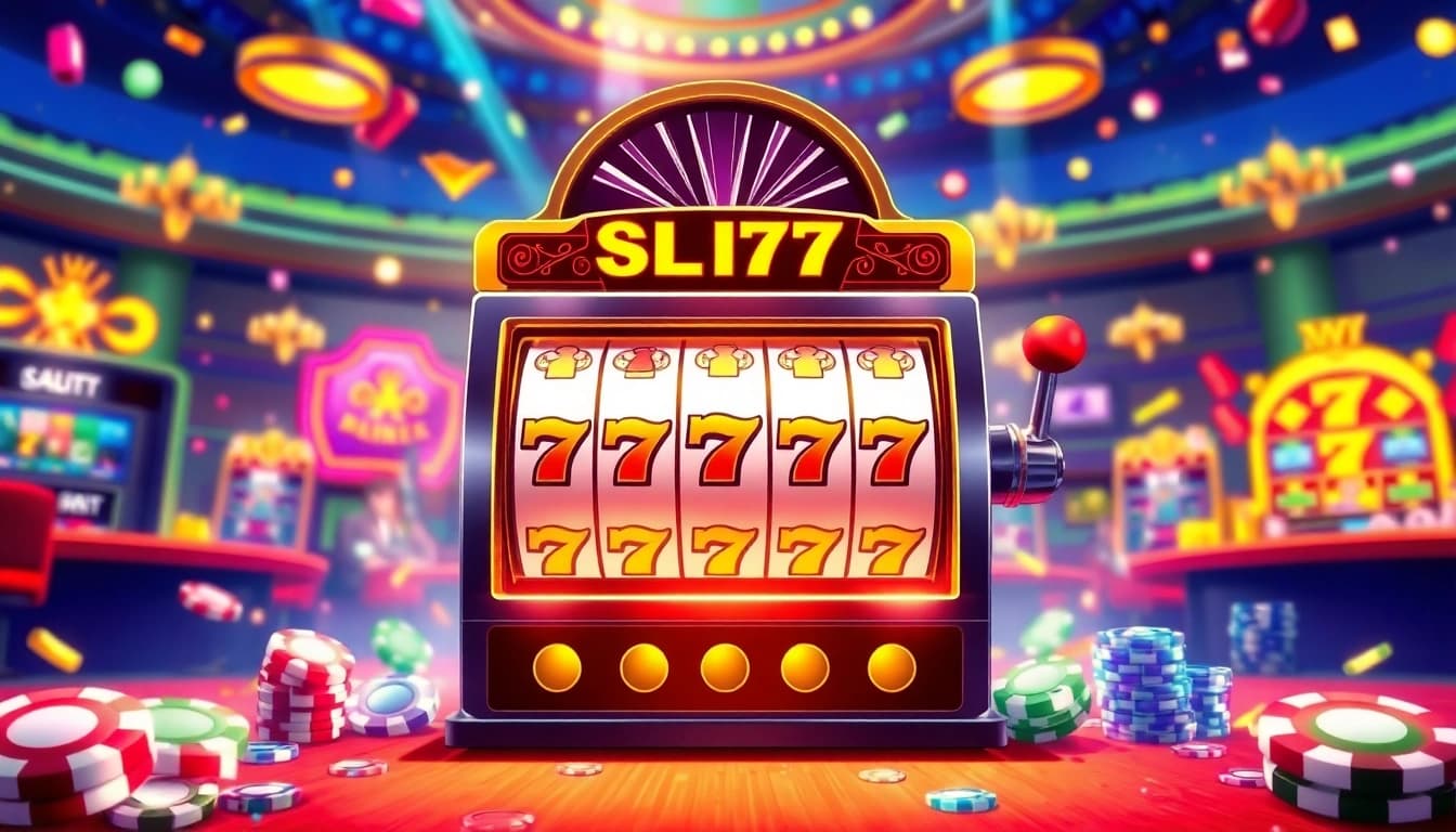 Engaging slot777 machine in a vibrant casino setting filled with colorful lights and chips.