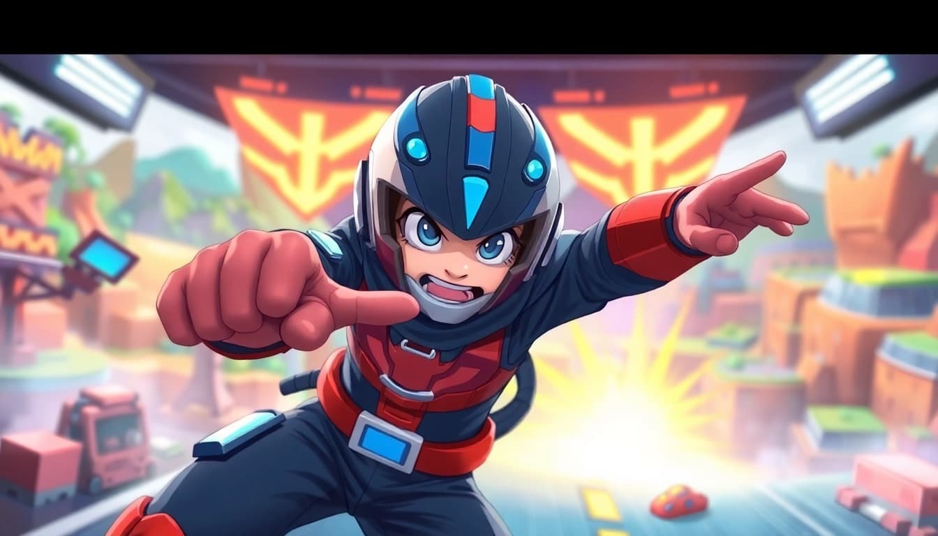 Experience the thrill of daman games with an action-packed gaming character in a vibrant setting.