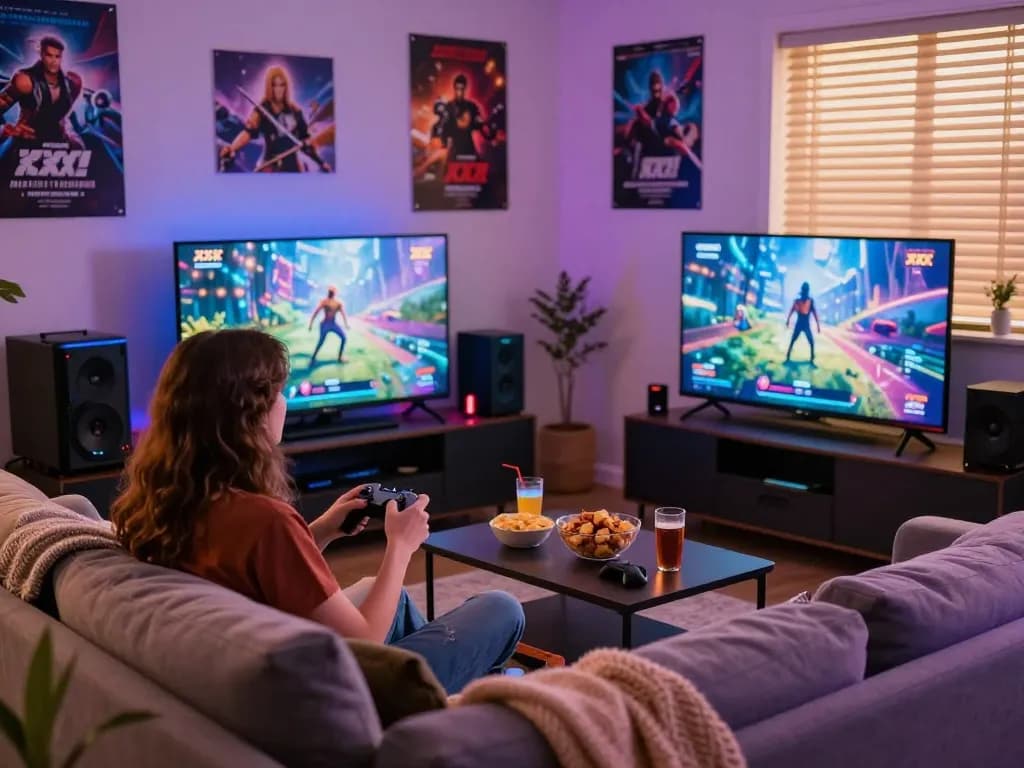 Engaged players enjoying xxx games in a vibrant gaming lounge.