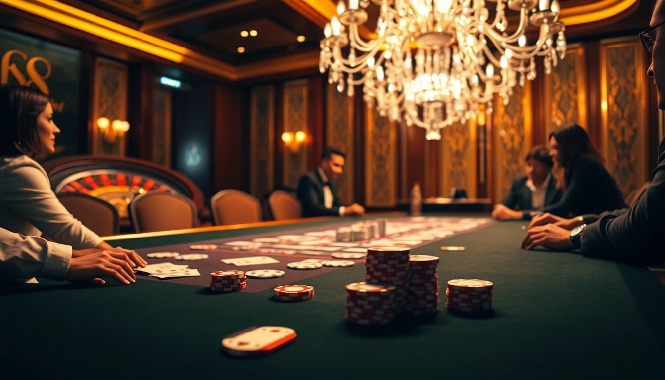 Experience thrilling gameplay at LUCK8 Casino with luxurious table settings and vibrant betting action.