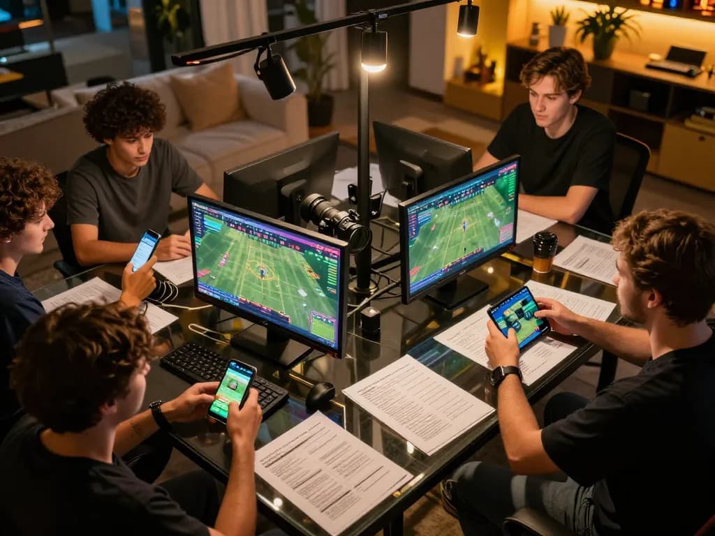 Engaged participants making bets on https://n188.build/ with lively screens displaying live sports events, creating an interactive experience