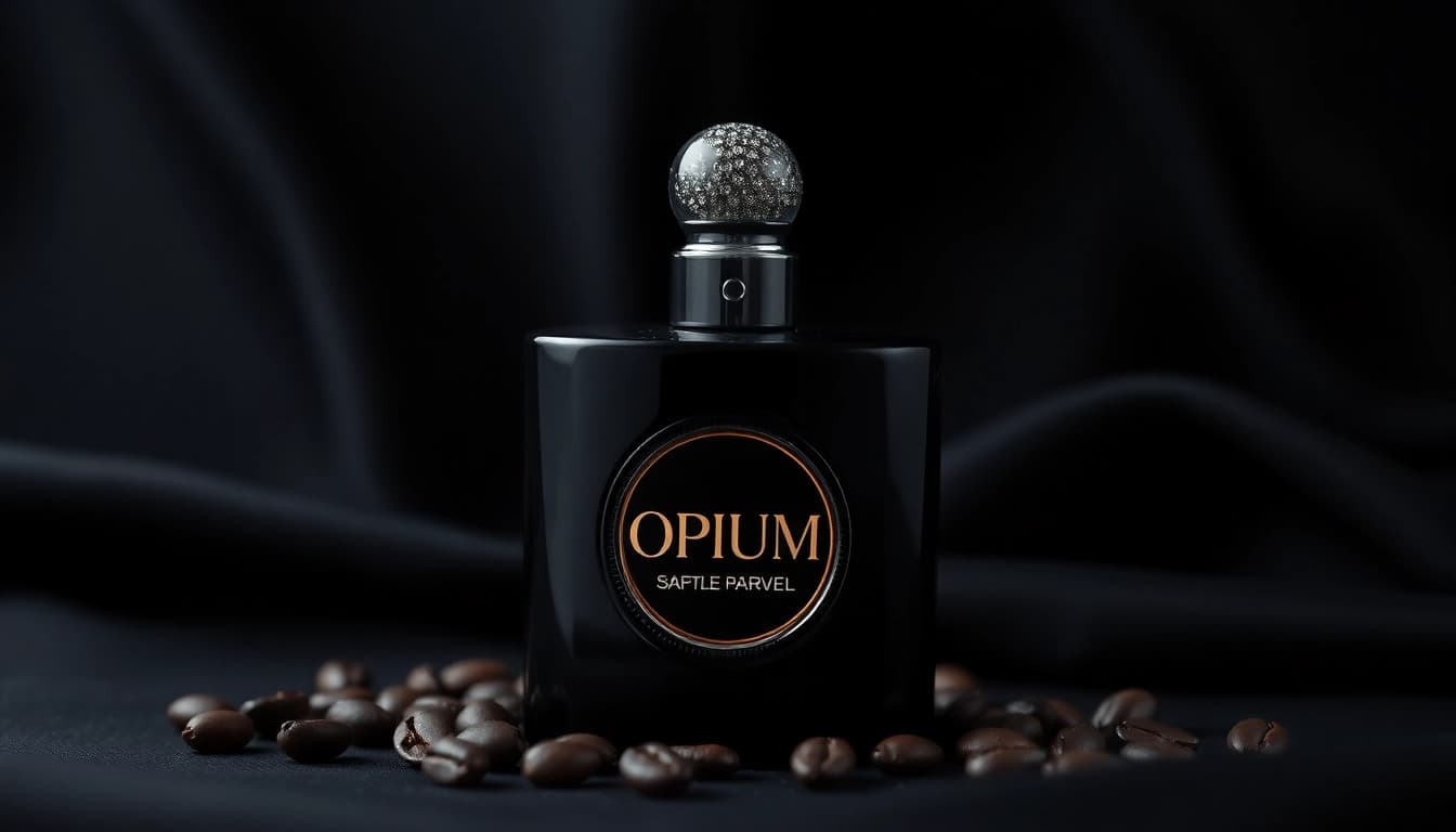 Find black opium perfume best prices in an elegant setting with a luxurious perfume bottle.