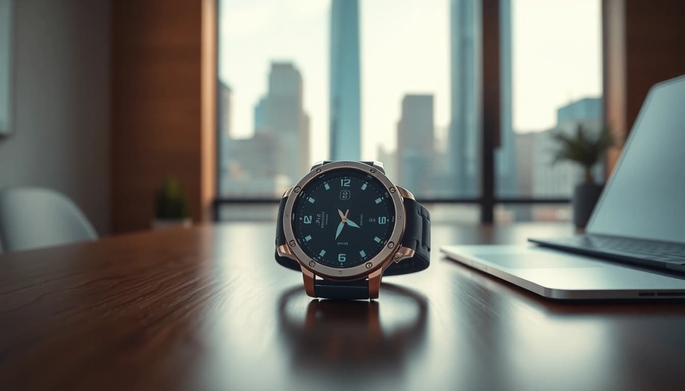 Showcasing the Explorer GPS Smart Watch with a sleek design and stylish features.