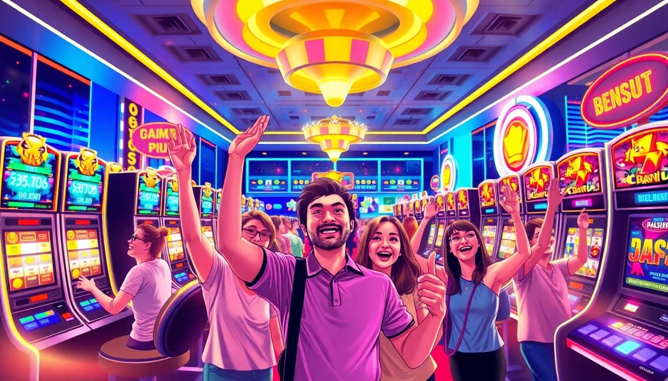 Menampilkan suasana bermain di platform bensu4d yang mengasyikkan dengan mesin slot bersinar.