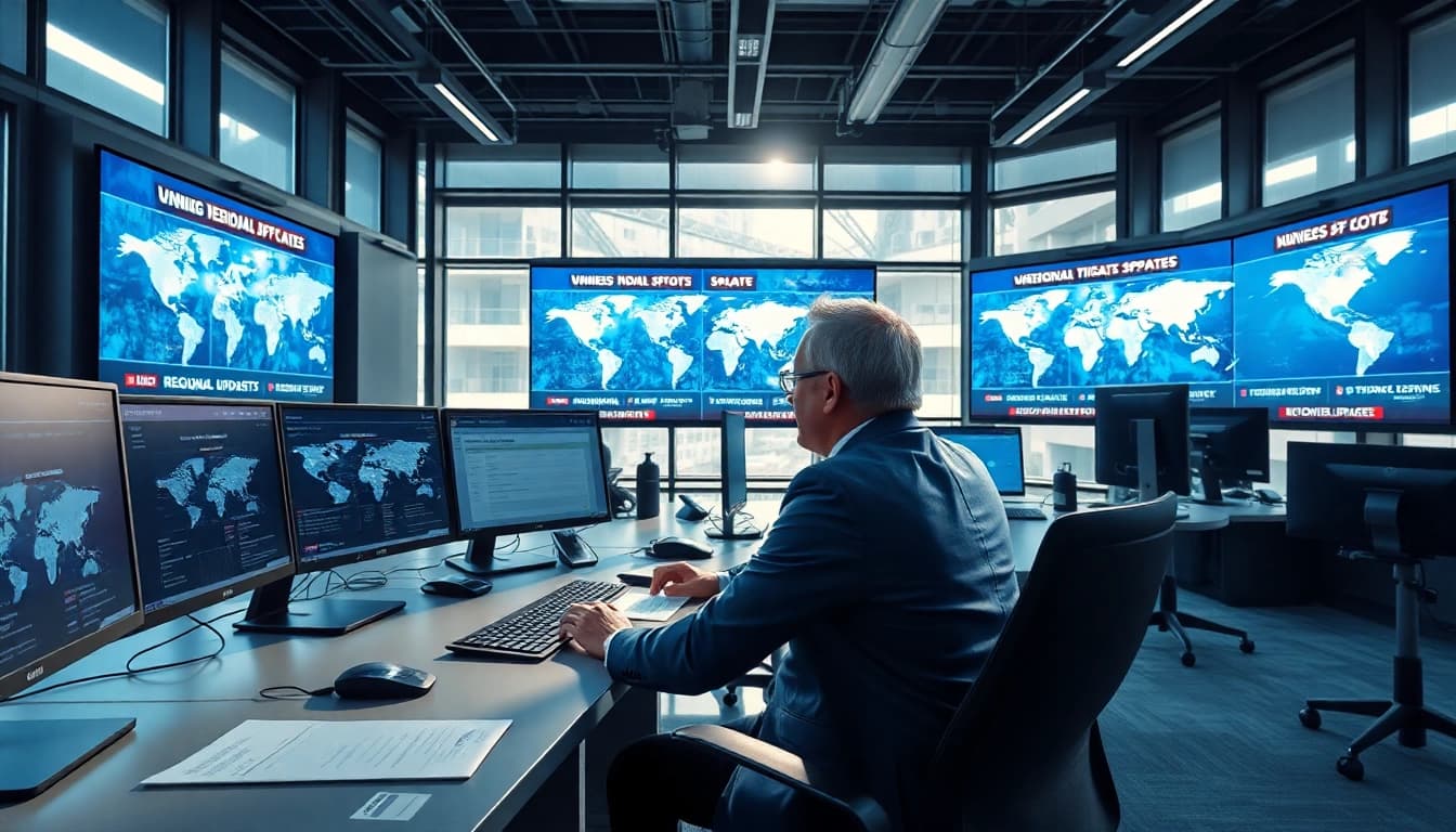 News editor at regionalmedianews.com analyzing the latest updates in a modern newsroom.