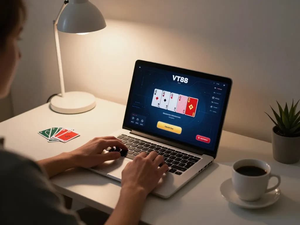 Engaging with poker on VT88 platform while enjoying a cozy home setup