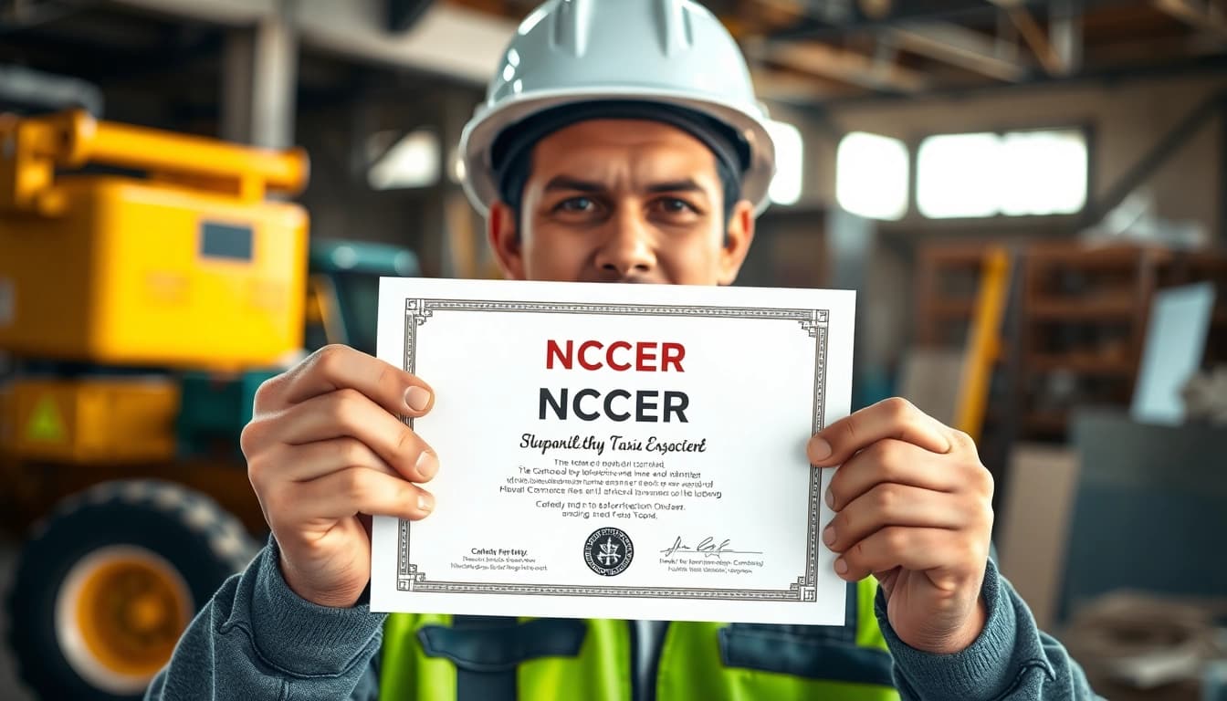 Showcasing NCCER certification on a construction site, representing professional achievement.