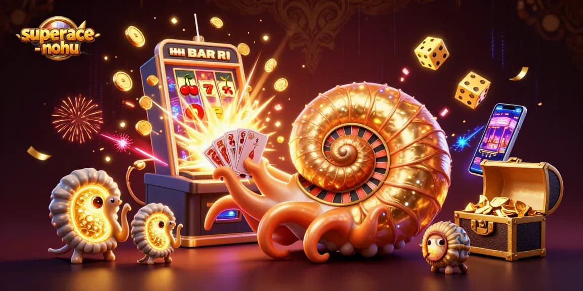 Experience thrilling gameplay with superace-nohu in this vibrant casino scene featuring a giant nautilus and golden elements.