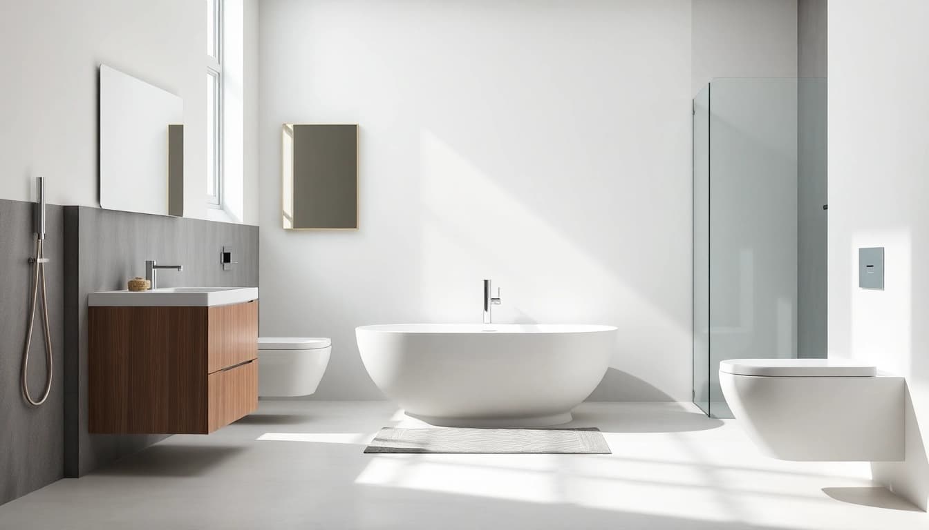 Scoprire i sanitari eleganti e moderni in un'installazione di bagno ben progettata.