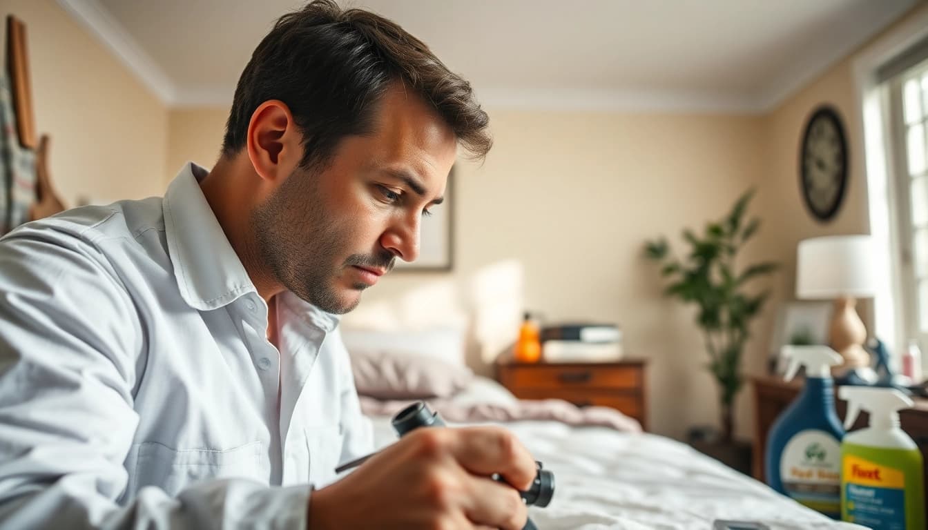 Inspecting for bed bugs with Affordable Bed Bug Exterminators expertise in Milwaukee.