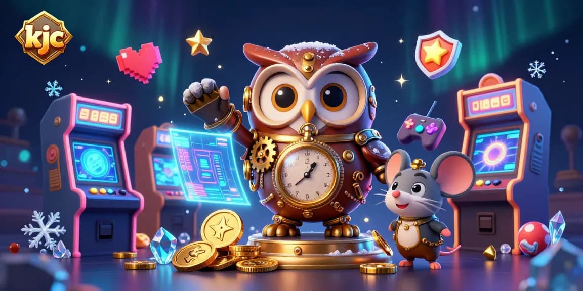 Experience thrilling casino adventures with kjc in a vibrant 3D illustration full of gaming elements.
