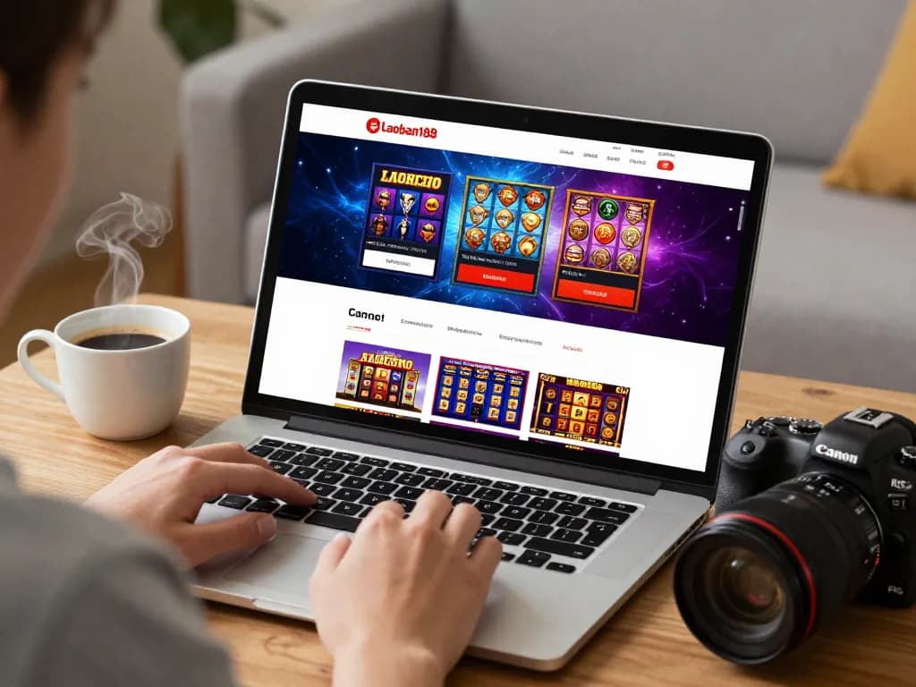 Pengalaman e-commerce menarik Laoban188 yang menampilkan pilihan permainan slot dinamis di laptop.