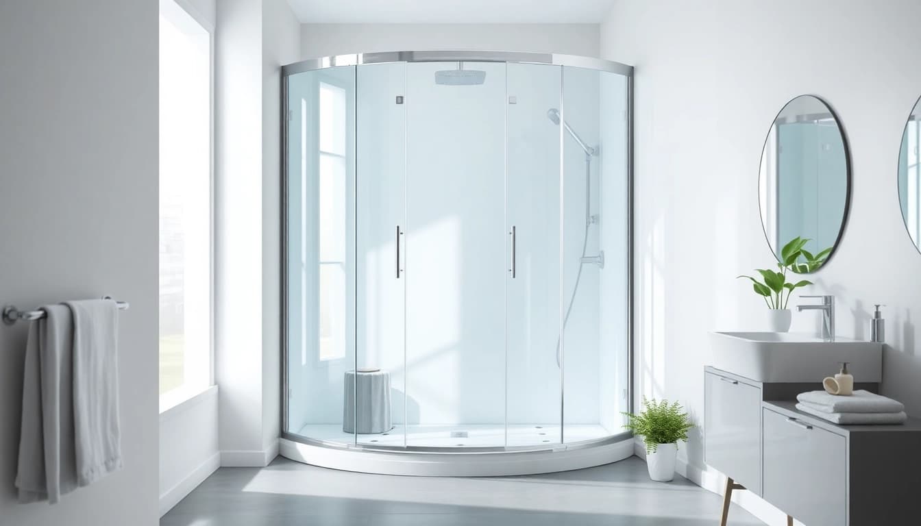 Sonni Duschkabine 80x80 in einem eleganten Badezimmer mit minimalistischen Designelementen.