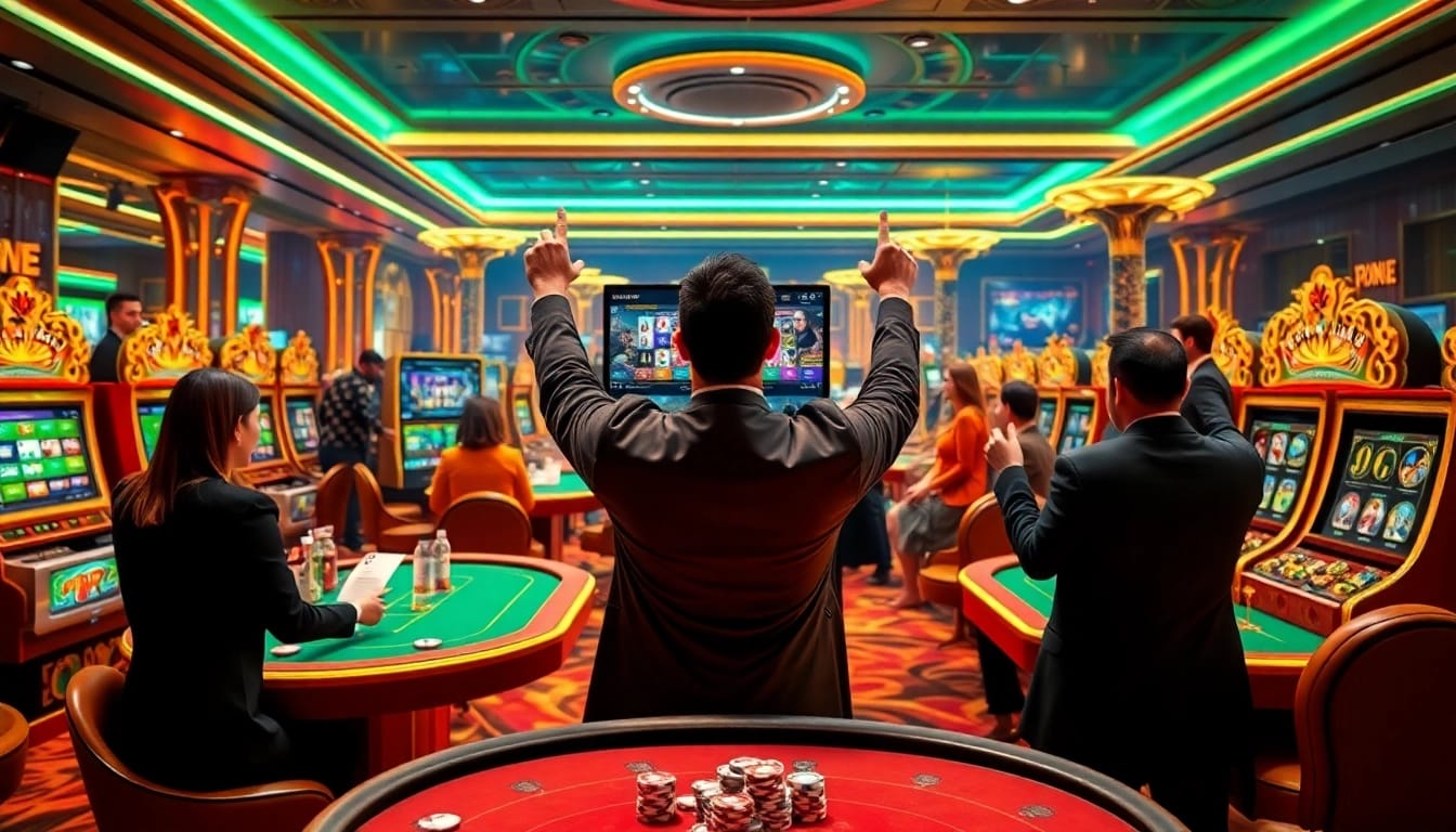 Experience the excitement of chơi game mmoo with vibrant casino tables and thrilling slot machines.