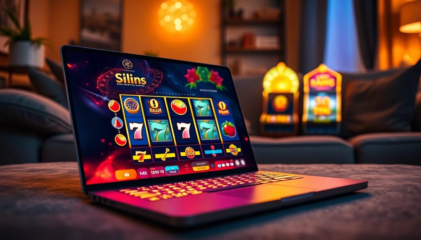 Engage with Online slots Uk featuring colorful reels on a laptop screen in a cozy setting.