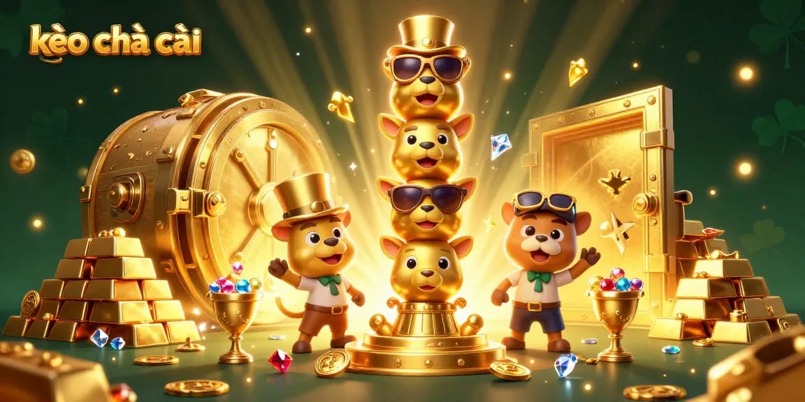 Experience the excitement of kèo nhà cái with vibrant 3D casino illustration bursting with treasures.