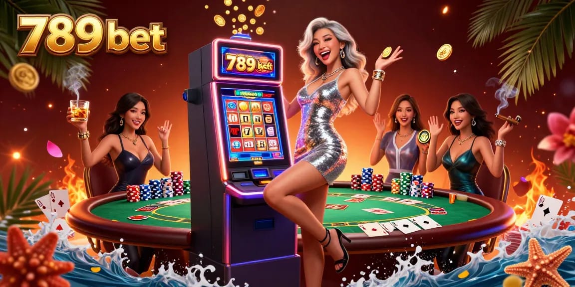 Celebrate winnings with 789 bet on a vibrant casino scene filled with excitement and luxury.