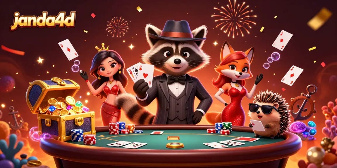 Experience the thrill of janda4d with a dynamic poker scene featuring vibrant characters and underwater treasures.
