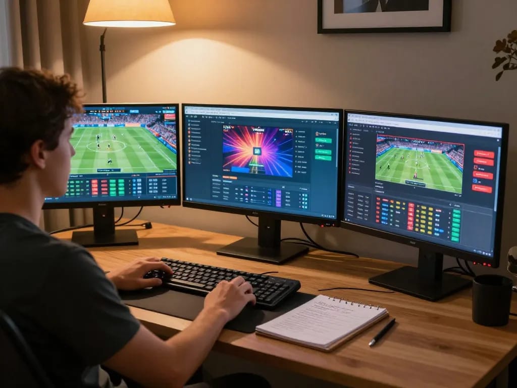 The excitement of sports betting on thabet showcased with multiple screens displaying live events.