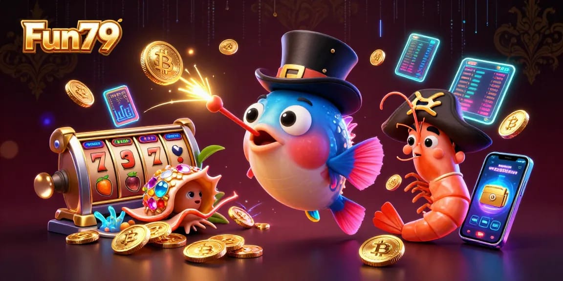 Fun79 transforms underwater adventures into thrilling jackpots with an anglerfish, pirate shrimp, and gem snail!