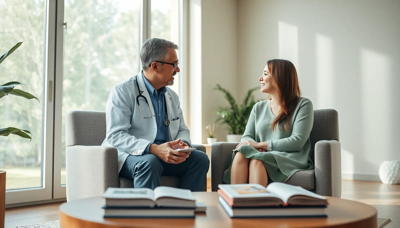best psychiatrist in dubai consulting a patient in a calming office environment